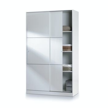 Armoire avec 2 portes coulissantes Max - Blanc Brillant 1