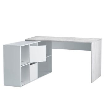 Table de bureau réversible - Artik Blanc et Ciment 1