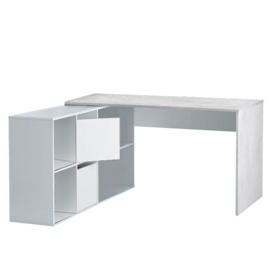 Mesa escritorio reversible Office - Blanco Artik y Cemento