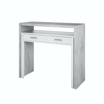 Mesa de escritorio extensible Tyrion - Blanco Artik y Cemento