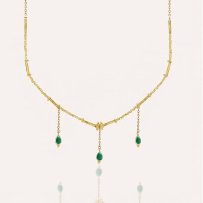 Collar VENEZIA dorado en cuentas de cristal de MURANO y ónix verde