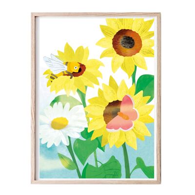 A3 children's poster, bee in spring