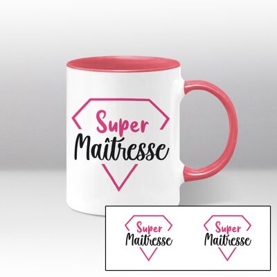 Mug Blanc et Rose, super maîtresse