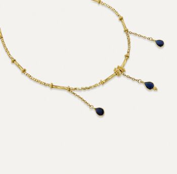 Collier doré VENEZIA en perles de verre de MURANO et agate bleue 4