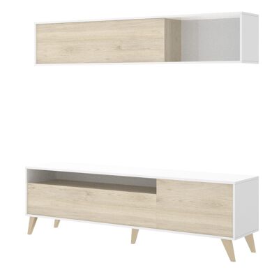 Mueble comedor Bonn - Roble Natural - Blanco Brillo