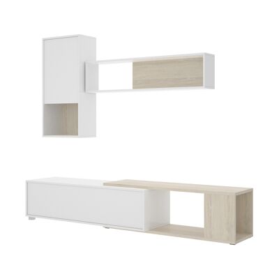 Mueble comedor Obi - Roble Natural - Blanco Brillo