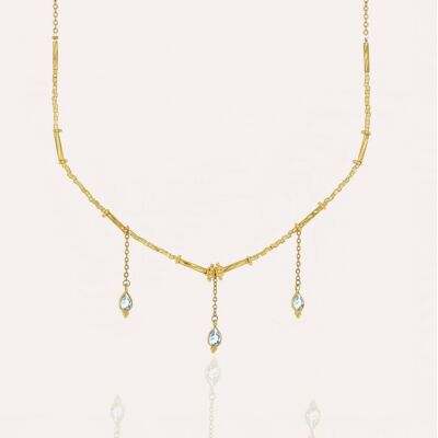 VENEZIA golden necklace in MURANO glass beads and aquamarine