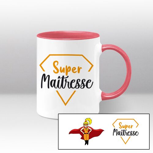 Mug Blanc et Rose,cartoon, Super maîtresse