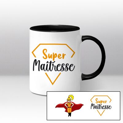 Mug Blanc et Noir, cartoon, Super maîtresse