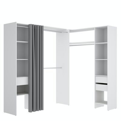 Vestidor esquinero con cortina Suit - Blanco