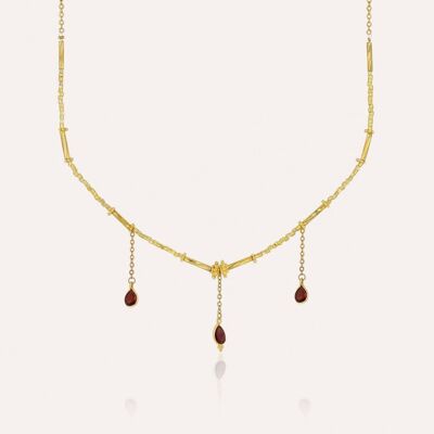 Goldene Halskette VENEZIA aus MURANO-Glasperlen und Granat