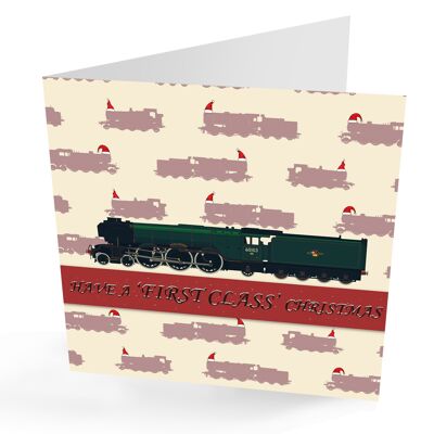 Tarjeta navideña de tren (Flying Scotsman)