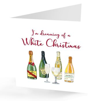 Carte de Noël de vin blanc classique peinte à la main amusante