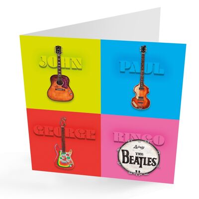 Carte d'anniversaire Beatles Names and Guitars ou toute occasion Beatles Card