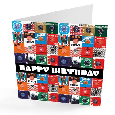 Tarjeta de discos de vinilo de feliz cumpleaños