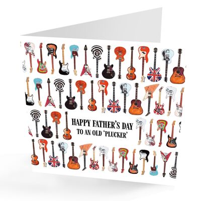 Tarjeta "Feliz día del padre" de guitarras sugerentemente groseras