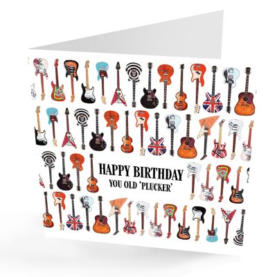 Tarjeta divertida del feliz cumpleaños de las guitarras famosas