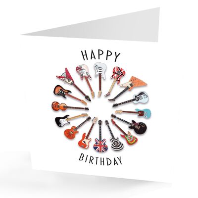 Tarjeta de feliz cumpleaños guitarras famosas