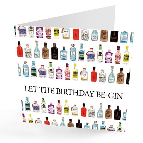 Funny Gin Birthday Card, Hand Painted