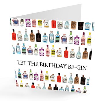 Carte d'anniversaire drôle de gin, peinte à la main