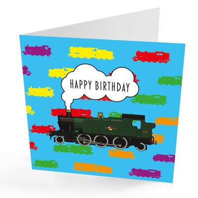 Tarjeta del feliz cumpleaños del tren de vapor