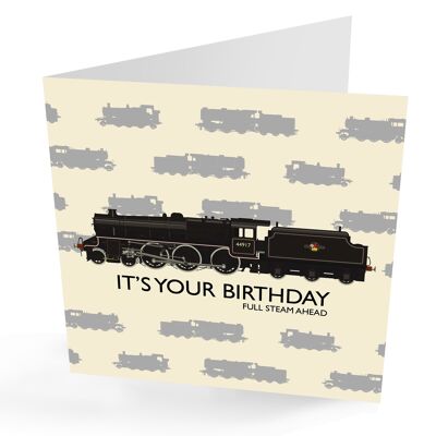 Carte d'anniversaire Train à pleine vapeur