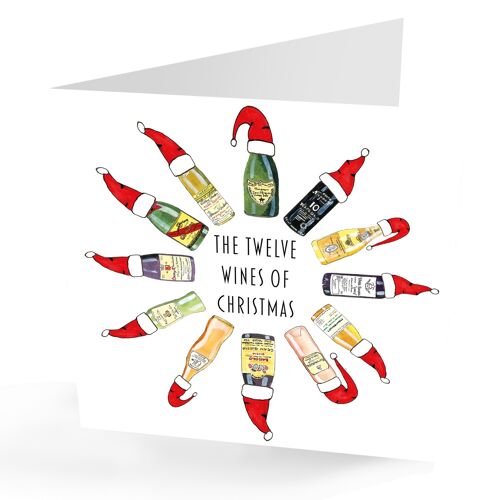 Hand Painted '12 Wines of Christmas' Card