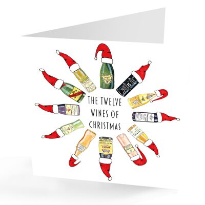 Hand Painted '12 Wines of Christmas' Card