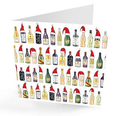 Tarjeta Navidad Vinos Clásicos Pintada A Mano