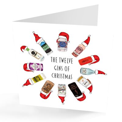 Cartolina di Natale con 12 gin di Natale dipinti a mano