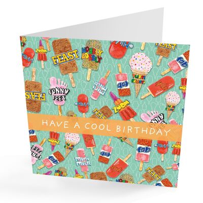 Que tengas un cumpleaños genial, tarjeta de cumpleaños con polo de hielo divertido