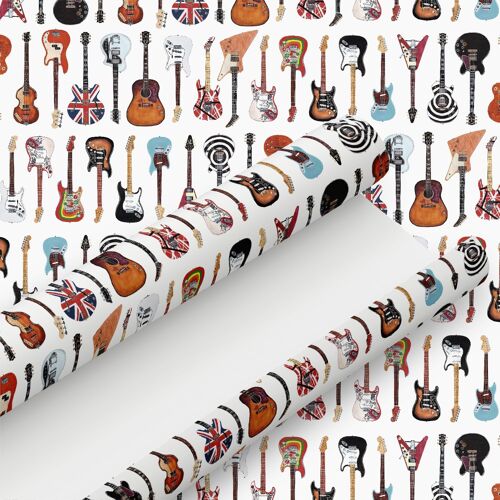 Classic Famous Guitars Retro Wrapping Paper