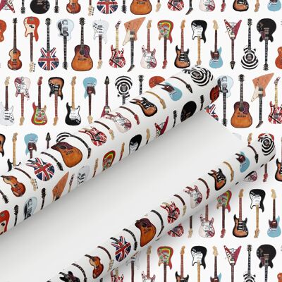 Papel de regalo retro de guitarras famosas clásicas