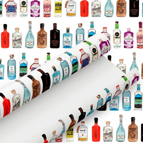 Hand Painted Gin Bottles Wrapping Paper