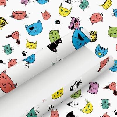 Caricature Cat Colour Wrapping Paper