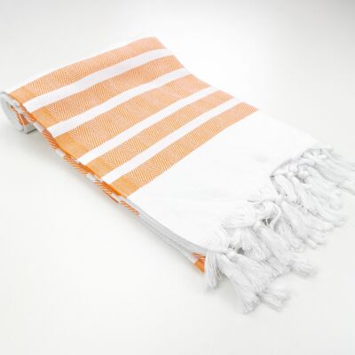 Beach towel fouta Capri Chevron white - orange stripes