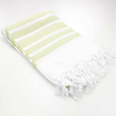 Beach towel fouta Capri Chevron white - lime green stripes