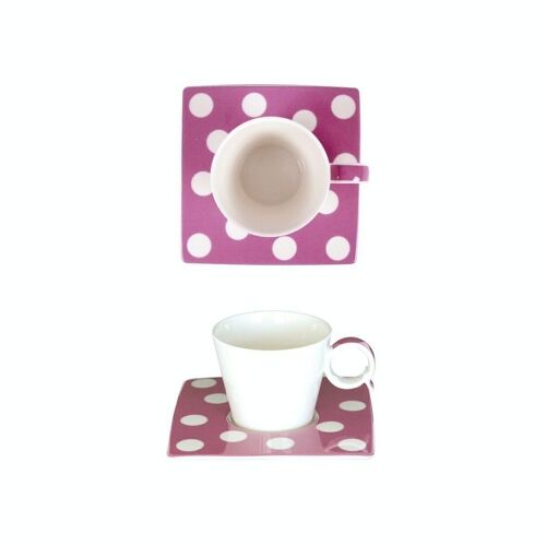 FRESHNESS DOTS violet paire tasse café 12cl