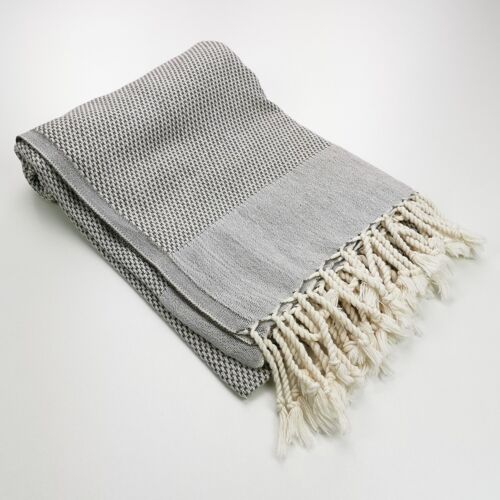 Serviette de plage fouta nid d'abeille -  marron taupe