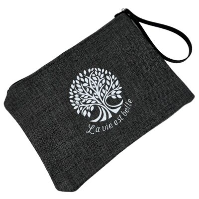 Pouch L, Life is beautiful, black anjou