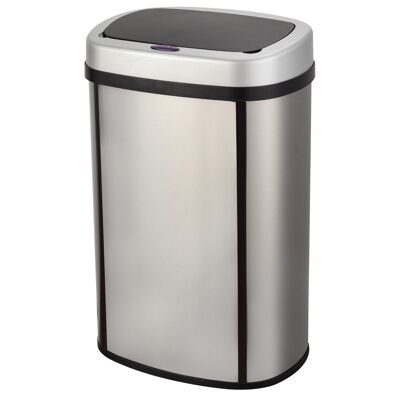 Automatic kitchen bin 58L MAJESTIC SILVER large capacity in brushed STAINLESS STEEL with strapping