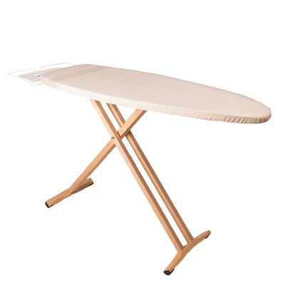 Tabla de planchar de madera TAIGA 130x47 H91cm de alta calidad con soporte para plancha y soporte central para vapor