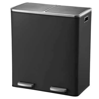 MAJOR large capacity 60L tri-selective pedal kitchen bin in matt black stainless steel