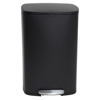 Kitchen pedal bin 50L Design ADMIRAL Matt black in stainless steel with bucket and soft closing