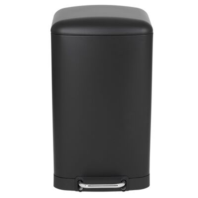 Cubo de basura de cocina con pedal 40L Design GREENWICH Negro mate en acero inoxidable con cubo con tapa abovedada