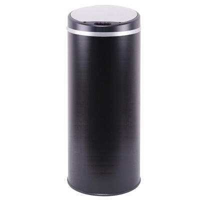 Papelera de cocina automática 42L SOHO negro mate en acero inoxidable con flejes