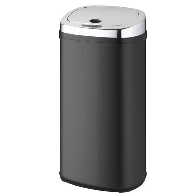 Automatic kitchen bin 42L LARGO Shiny black in stainless steel with strapping