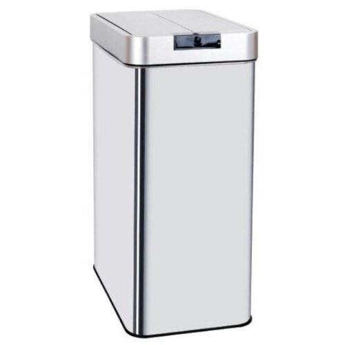 Poubelle de cuisine automatique 60L SILVERLAKE en acier Inox avec cerclage Ouverture papillon grande capacité