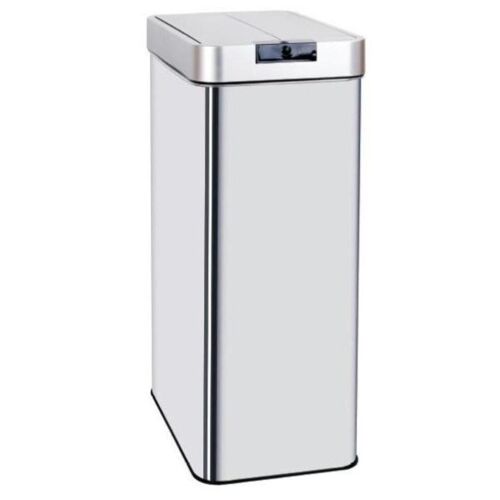 Poubelle de cuisine automatique 70L SILVERLAKE en acier Inox avec cerclage Ouverture papillon grande capacité