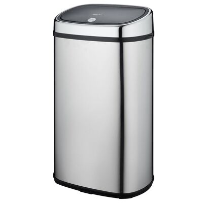 CITY 60L kitchen push bin in stainless steel with strapping Opening by simple pressure